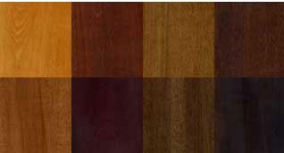 Examples of wood dye stain colors.
